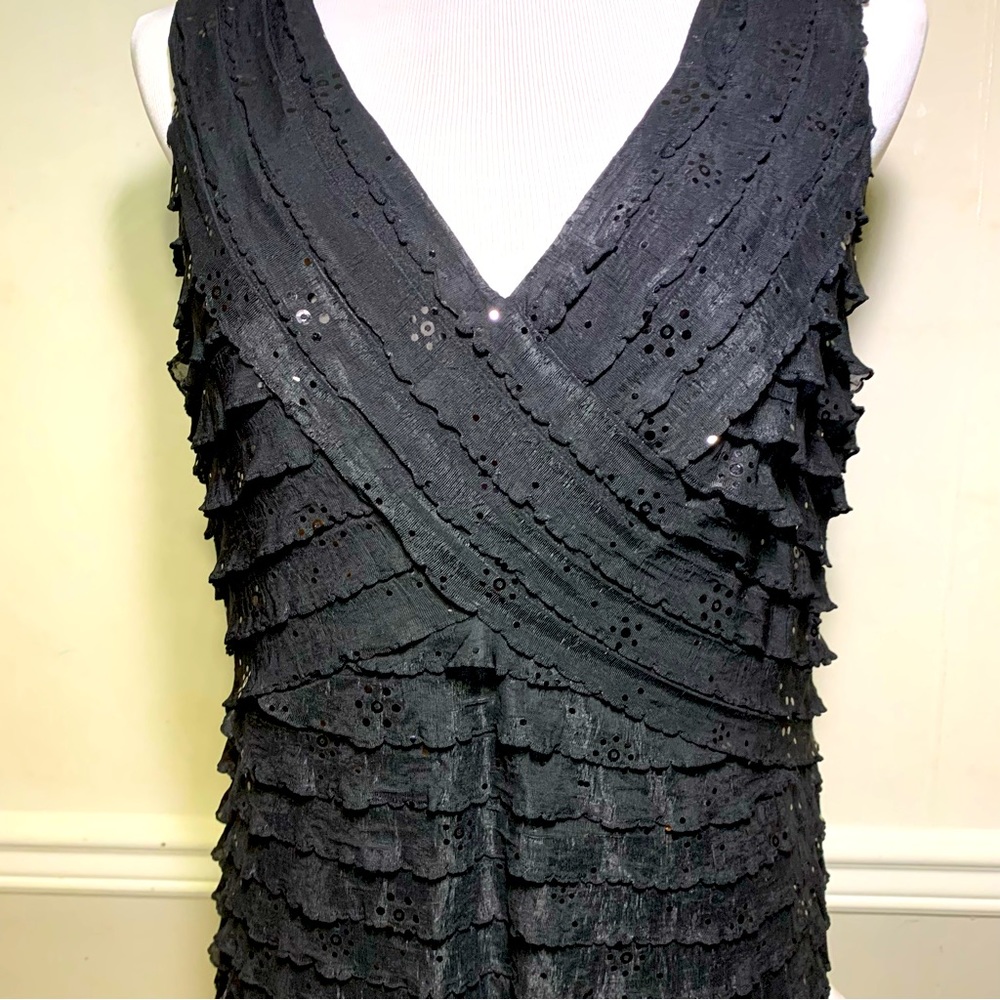 Fashion Bug Black Ruffled Midi Dress